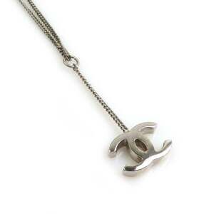 CHANEL Coco Mark Metal Silver Necklace for Women, Free Shipping e61600i